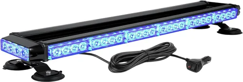 Miniatura 12 de WOWTOU Barra de luz estroboscópica de emergencia roja y azul con 56 luces LED intermitentes para vehículos de policía, luces magnéticas fuertes
