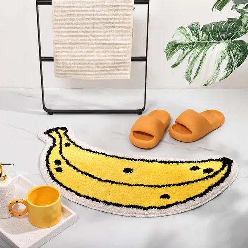 Miniatura 6 de FROZZUR Alfombra de baño de plátano, tapetes de baño para baño, bonita alfombra de bañera amarilla en forma de fruta, alfombra de baño de Navidad