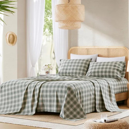 Miniatura 70 de Comfort Spaces Sábanas 100% algodón tamaño King, transpirables, naturalmente frescas, sábanas de algodón suave con bolsillo elástico de 14 pulgadas