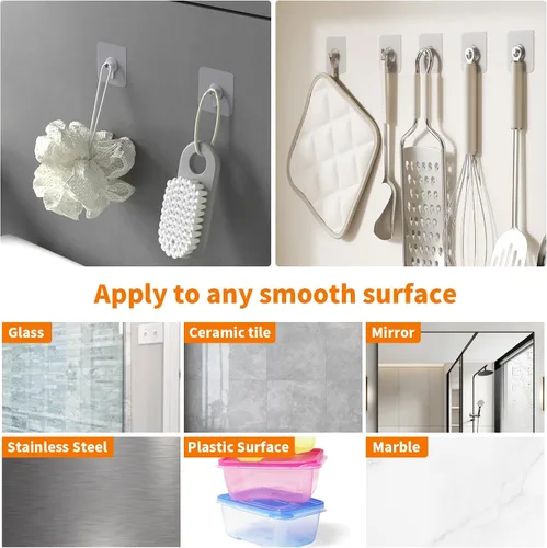 Miniatura 5 de 24 piezas de colgadores de cuadros sin clavos, perchas de pared sin clavos, ganchos de pared adhesivos, para usar en la cocina, baño, hogar