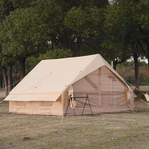 Inflatable Camping Tent with Hand Pump Waterproof Outdoor Blow up Tent 2-8 Person Oxford 4 Season Glamping Air Tent Cabin House with Mesh Windows &