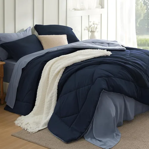 Miniatura 41 de Bedsure Juego de edredón tamaño King – Ropa de cama reversible de 7 piezas verde bosque, juego de cama tamaño King para todas las estaciones, cama