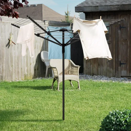 Miniatura 3 de Nisorpa Tendedero giratorio para paraguas para exteriores, altura ajustable, con cubierta protectora impermeable, secadora giratoria plegable con 4