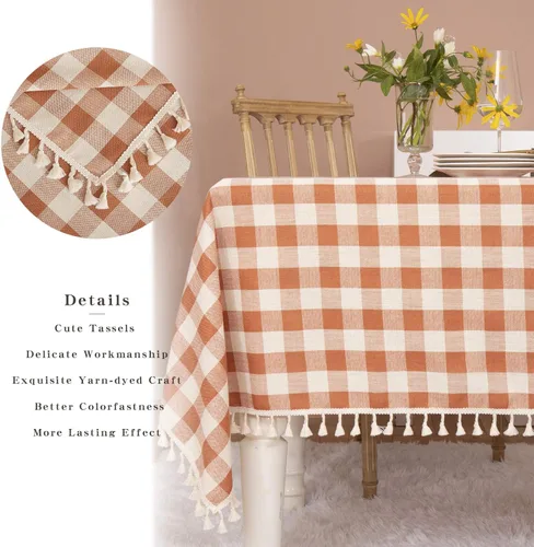 Miniatura 4 de Midsummer Breeze - Mantel a cuadros de estilo rústico hecho de algodón, de la colección Gingham, para otoño, Acción de Gracias, Navidad, cocina