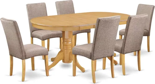 Miniatura 20 de East West Furniture VADR5-LWH-07 - Juego de comedor de 5 piezas, incluye una mesa de comedor ovalada con hojas de mariposa y 4 sillas Parson