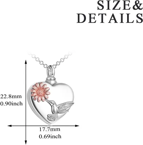 Miniatura 5 de YFN Collares de urna para cenizas, de plata de ley, alas de ángel de la guarda, collares de urna para cenizas, cremación de mascotas, joyería
