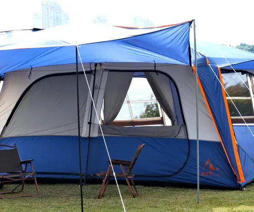 Miniatura 16 de KTT Extra Large Tent 12-14 Person,Family Cabin Tents,2 Rooms,Straight Wall,2 Doors 4 Windows with Mesh,Waterproof,Double Layer,Big Tent for Azul