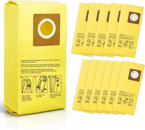 Paquete de 12 bolsas de repuesto para aspiradora Hoover HushTone Commercial CU2 CH54113, CH54115 Series | Filtración de doble capa y diseño a prueba