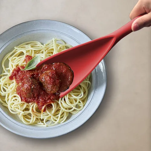 Miniatura 6 de Cuchara de espátula de silicona, ideal tanto para cocinar como para servir, silicona negra mate duradera sin BPA, diseño sin costuras, segura