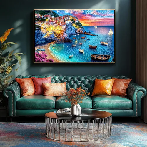 Miniatura 4 de Cinque Terre Coastal Twilight - Rompecabezas de 500 piezas para adultos, divertidos rompecabezas para adultos, 500 piezas con impresión HD y póster