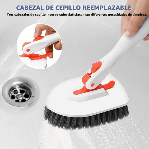 Miniatura 4 de SetSail Cepillo de ducha 3 en 1 con mango largo ajustable de 52 pulgadas y 3 cabezales de cepillo de repuesto desmontables para limpiar baño