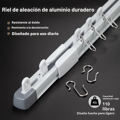 Miniatura 4 de ACMEART Riel de cortina de techo, riel de techo retráctil para cortinas, 2.8-5.2 pies, barra de cortina divisora de habitación, juego de rieles