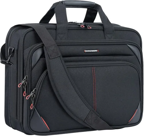 Miniatura 8 de KROSER - Bolso para laptop de 15,6 pulgadas, maletín con bandolera, bolsa de ordenador repelente al agua, funda para tableta duradera con bolsillos