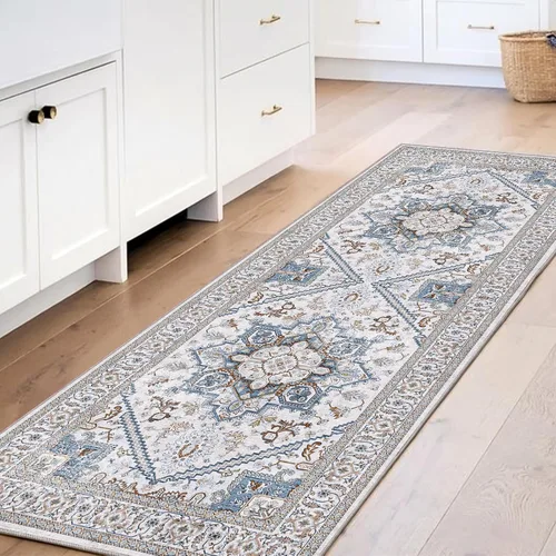 Miniatura 65 de OPPODREAM Alfombras suaves, pequeñas y lavables con parte trasera antideslizante, alfombra de cachemira sintética de pelo bajo, 2 x 3 pies, azul