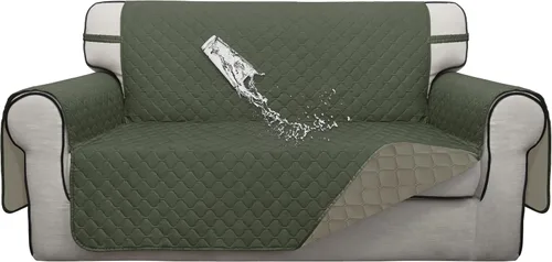 Miniatura 52 de ISSUNTEX Fundas de sofá de dos plazas con doble protección 100% impermeables para sala de estar, fundas para sofá de 2 cojines, protector de muebles