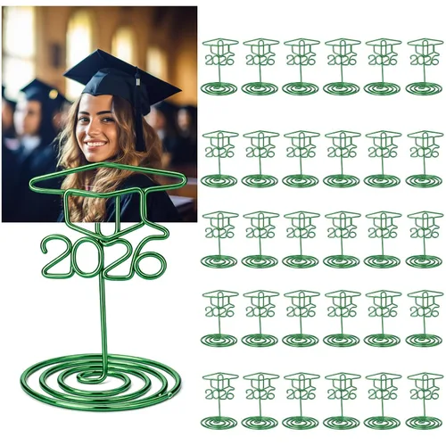 Miniatura 13 de Rtteri 30 piezas de soporte de foto de graduación con gorra de graduación de 2 pulgadas, soportes negros para centros de mesa, soportes de número