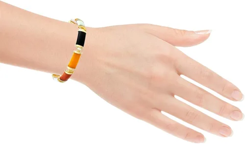 Miniatura 2 de Pulsera de plata de ley chapada en oro amarillo de 18 quilates con eslabones rectangulares, 7.5in
