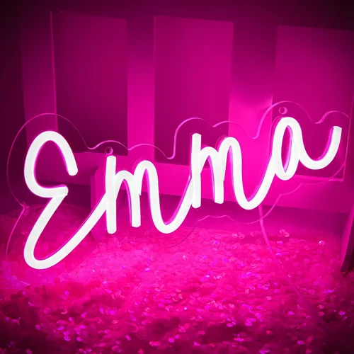 Miniatura 2 de Letrero de neón Emma para decoración de pared, luz LED con nombre para dormitorio de niños, decoración de fiesta de cumpleaños, tamaño 11.8 x 5.1
