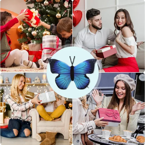 Miniatura 6 de Almohada de mariposa de 15.7 pulgadas, diseño de mariposa azul, juguete de peluche, decoración de regalos para niños