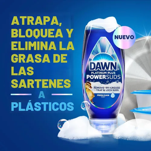 Miniatura 2 de Dawn Platinum Plus PowerSuds EZ-Squeeze - Jabón líquido para platos, líquido para lavavajillas, eliminación de grasa, botella al revés, aroma a
