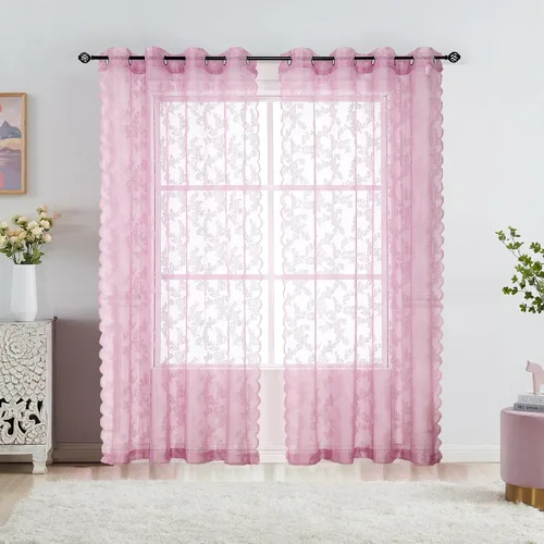 Miniatura 10 de Cortinas traslúcidas de encaje negro de 108 pulgadas para dormitorio, cortinas clásicas con bordado de rosa negra, cortinas traslúcidas de punto