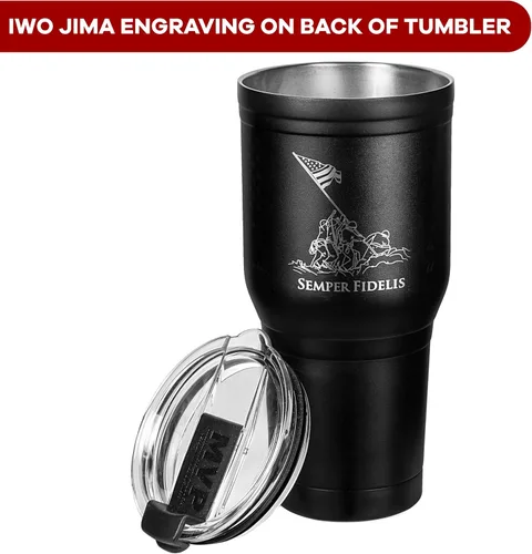 Miniatura 3 de Military Gift Shop USMC - Taza de viaje de café de 30 onzas, vaso de café aislado al vacío de doble pared, taza de café de acero inoxidable con tapa