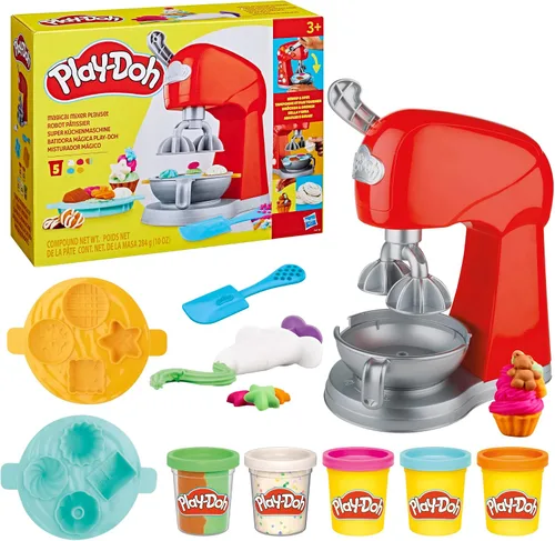 Play-Doh Kitchen Creations Juego de Mezclador Mágico, Mezclador de Juguete con Accesorios de Cocina de Juguete, Artes y Manualidades para Niños de 3
