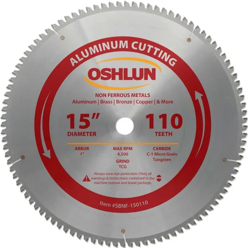 Miniatura 2 de Oshlun SBW-150080 Hoja de sierra de uso general ATB de 15 pulgadas y 80 dientes con eje de 1 pulgada