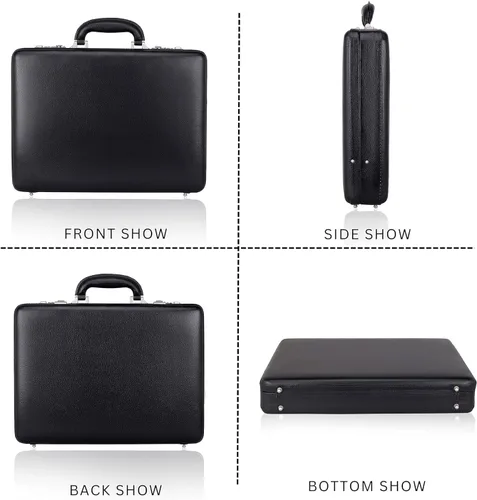 Miniatura 3 de DA LV - Maletín de cuero de grano completo para hombre, bolsa para laptop de negocios, bolsa de cuero hecha a mano importada, adjunta, regalos