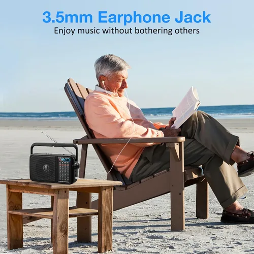 Miniatura 5 de Gelielim Radio AM FM portátil enchufable de pared o AA funciona con pilas AA para el hogar/exterior, radio Bluetooth con excelente sonido