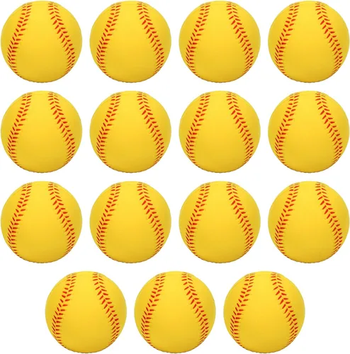 Pelotas de béisbol de espuma, 9 pulgadas de pelotas de béisbol suaves de entrenamiento pelota de estrés con bolsa de cordón Amarillo