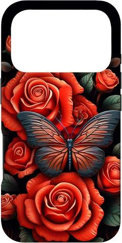 Miniatura 30 de Cute Butterfly Red Floral Flower Butterfly Rose Case for iPhone 17