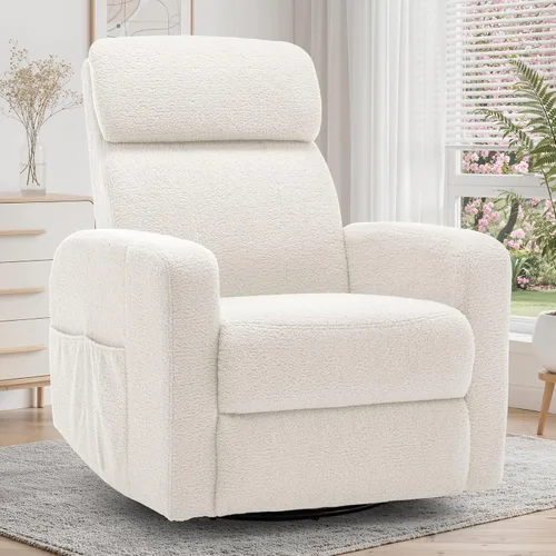 Miniatura 11 de Korser Sillas reclinables eléctricas giratorias para adultos, mecedora eléctrica para guardería, silla reclinable con bolsillo lateral clasificado