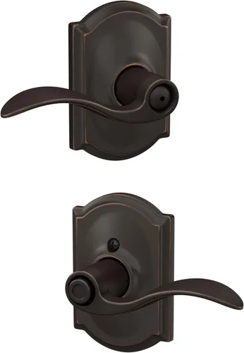 Miniatura 40 de SCHLAGE - Manija de puerta Accent con cerradura de paso libre para pasillo y armario en bronce antiguo - F10 ACC 716 Bronce Envejecido