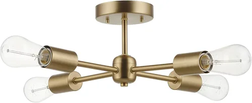 Miniatura 12 de Globe Electric 66000073 Lámpara de techo con brazo ajustable de montaje semiempotrado de 4 luces, latón mate, brazos giratorios, accesorios