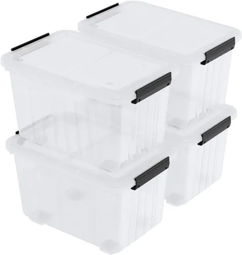 Miniatura 13 de Caja de almacenamiento de plástico de 6 cuartos de galón con asa, contenedor de cierre transparente con tapas, 6 paquetes