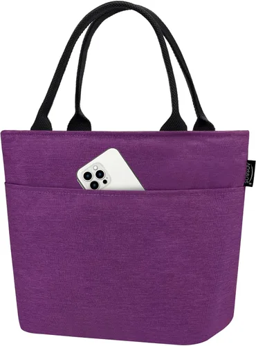 Miniatura 10 de Aosbos - Bolsas de almuerzo grandes para mujer, lonchera aislada, bolsa de mano fría suave Aosbos, organizador de alimentos para adultos, soporte D.