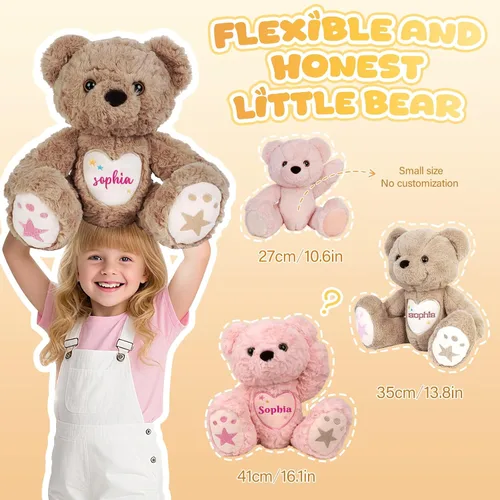 Miniatura 4 de Oso de Peluche Personalizado con Nombre Bordado, Oso de Peluche Personalizado para Bebé, Osos de Peluche para Niños y Adultos de 1+ Año de Edad