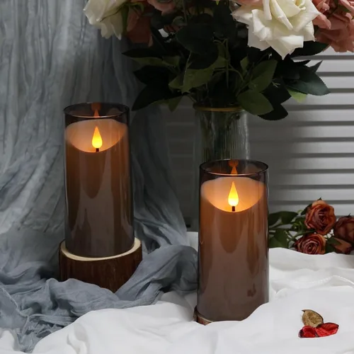 Miniatura 4 de NURADA Velas sin llama con temporizador remoto: vela de pilar LED de mecha 3D que funciona con pilas, juego de velas falsas de acrílico irrompible