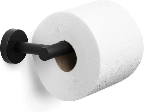 Miniatura 7 de MARMOLUX ACC Soporte para papel higiénico negro mate, soporte para papel higiénico negro montado en la pared, diseño pivotante en acero inoxidable