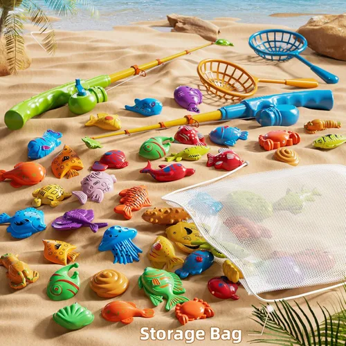 Miniatura 6 de NIPLOOOW Juego Magnético de Pesca para Piscina para Niños de 3 a 5 años, Juguetes de Mesa de Agua para Bañera, Juguetes de Fiesta Infantil con Caña