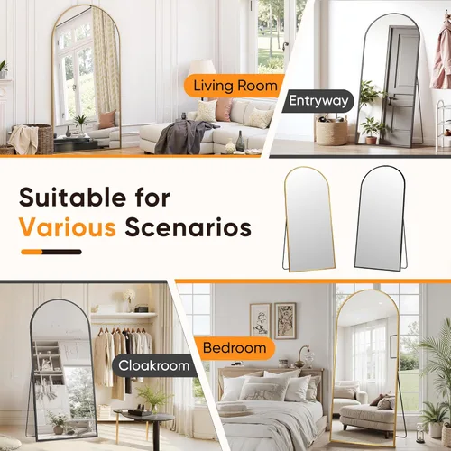 Miniatura 9 de Suidia Espejo de longitud completa, espejo de pie de 56 x 14 pulgadas, espejo de cuerpo completo con soporte para dormitorio, montado para colgar