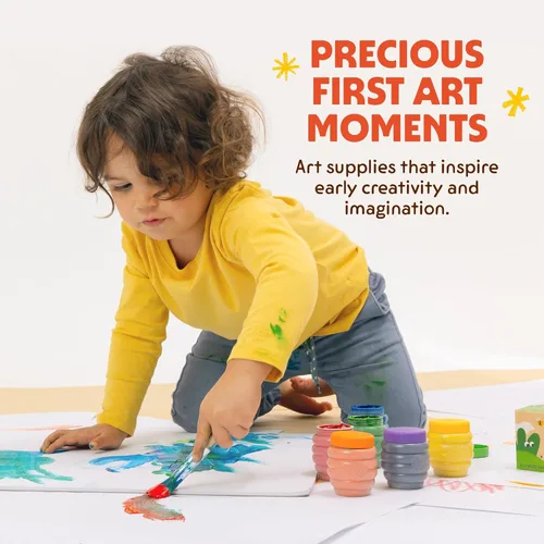 Miniatura 7 de Honeysticks My First - Juego de pinceles de pintura, paquete de 3, ideal para bebés y niños pequeños. Cepillos jumbo con asas de madera regordeta