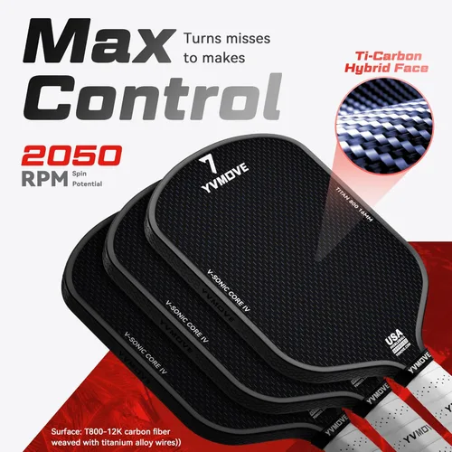 Miniatura 2 de Pickleball Paddles for Advanced Players Control & Power Ti-Carbon Hybrid Face V-Sonic III STR-Core 16MM Large Sweet Spot Mid