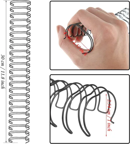 Miniatura 2 de Zonon 6 piezas de alambre de encuadernación de espiral doble, espinas de bucle doble, alambre de encuadernación de bucle doble de 1 pulgada