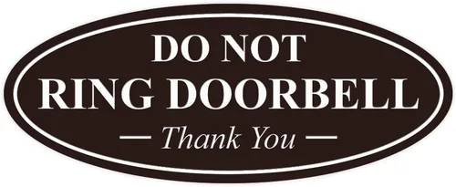 Miniatura 49 de All Quality Cartel de agradecimiento ovalado con texto en inglés «Do not Ring DOORBELL», color negro, pequeño, 1 paquete