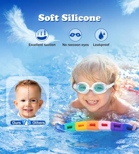 Miniatura 5 de Aegend - Paquete de 2 gafas para niños, gafas de natación para niños de 4 a 16 años, niños y niñas jóvenes, gafas de piscina antivaho, impermeables