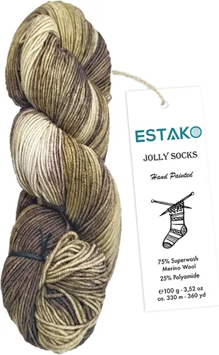 Miniatura 13 de Estako Jolly Socks Hilo Pintado a Mano 75% Lana Merino Superwash y 25% Poliamida (Fine/Sport 2 Peso) / 3.52 Oz - 100 gr / 360 Yardas - 330 mt