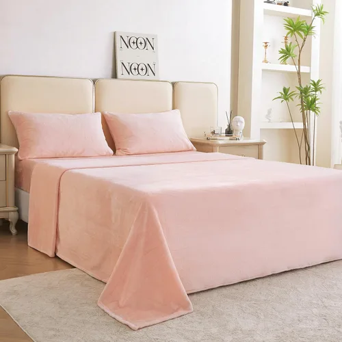 Miniatura 112 de Viviland Juego de sábanas de microforro polar tamaño matrimonial, sábanas ajustadas tipo franela para Navidad con bolsillo de 15" de profundidad