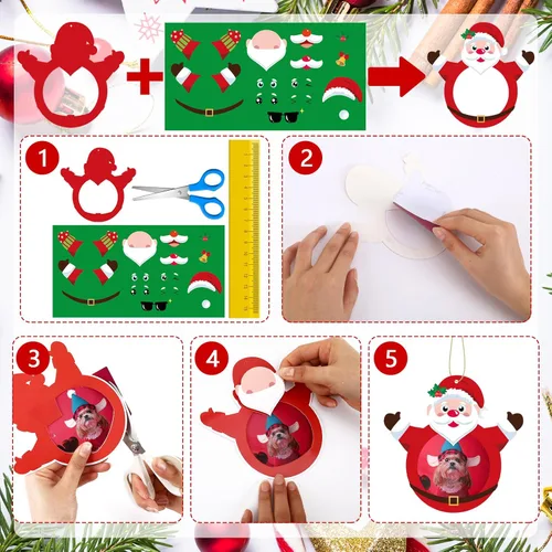 Miniatura 3 de NOVWANG Adornos de Fotos de Navidad, 30 Piezas de Marcos de Fotos Colgantes de Navidad con 30 Hojas de Pegatinas, Adornos de Fotos, Decoraciones